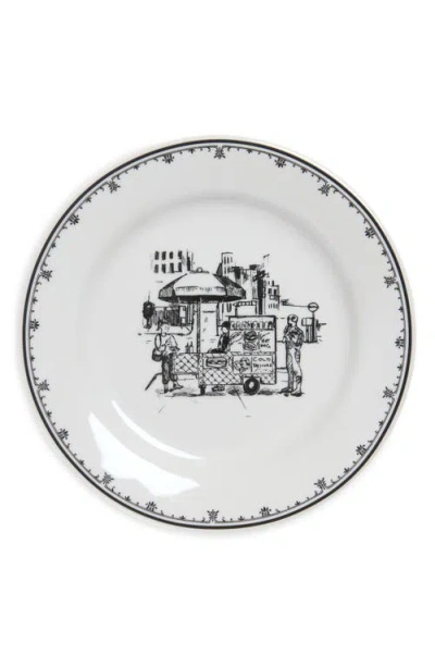 Fishs Eddy Nyc Toile Cart Plate In White