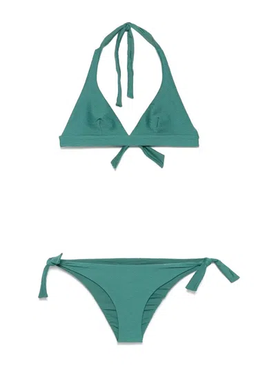 Fisico Cristina Ferrari Embossed Bikini Set In Green