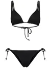 Fisico Cristina Ferrari Fisico Microfiber Black Bikini With Crystal-embellished Shoulder Straps In Black
