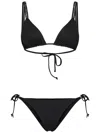 Fisico Cristina Ferrari Fisico Microfiber Black Bikini With Crystal-embellished Shoulder Straps In Black