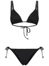 Fisico Cristina Ferrari Fisico Microfiber Black Bikini With Crystal-embellished Shoulder Straps