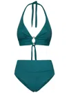 Fisico Cristina Ferrari Fisico Triangle Top Microfiber Bikini With High-waisted Briefs In Verde