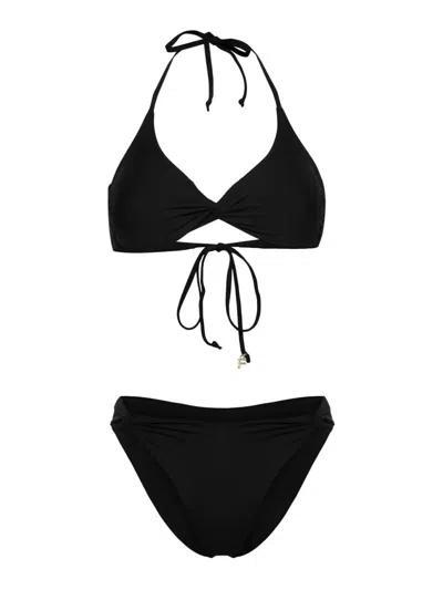 Fisico Twist-detailing Bikini Set In Black  