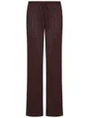 Fisico Cristina Ferrari Fisico Chocolate Brown Relaxed-fit Trousers With Sangallo Detailing