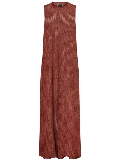 Fisico Cinnamon Perforated Lurex Knit Maxi Dress
