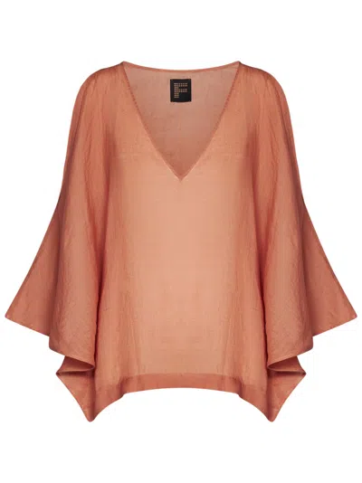 Fisico Cristina Ferrari Fisico Cinnamon Ramie Kaftan-style Top With Shoulder Cut-outs In Red
