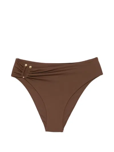 Fisico Cristina Ferrari Appliqué-detail Bikini Bottoms In Brown