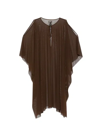 Fisico Cristina Ferrari Azalea Sheer-finish Cut-out Kaftan In Brown