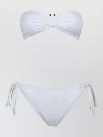 Fisico Cristina Ferrari Bandeau Bikini Gold Detail Tie Sides In White