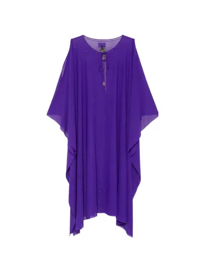 Fisico Cristina Ferrari Cold-shoulder Semi-sheer Dress In Purple
