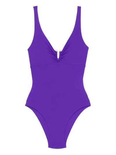 Fisico Cristina Ferrari Fisico One-piece Swimsuit With A U-shaped Buckle In Purple