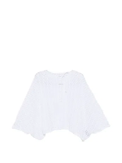 Fisico Cristina Ferrari Crochet-knit Slit-sleeve Top In White
