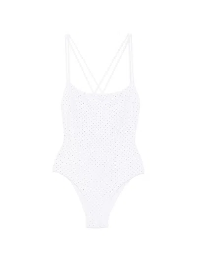 Fisico Cristina Ferrari 크리스털 장식 원피스 수영복 In White