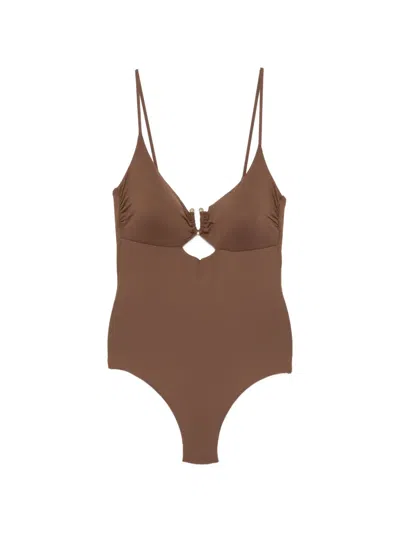 Fisico Cristina Ferrari Cut-out Swimsuit In Brown