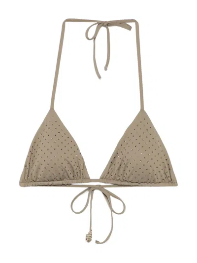 Fisico Cristina Ferrari Fisico Crystal-embellished Triangle Bikini Top In Green