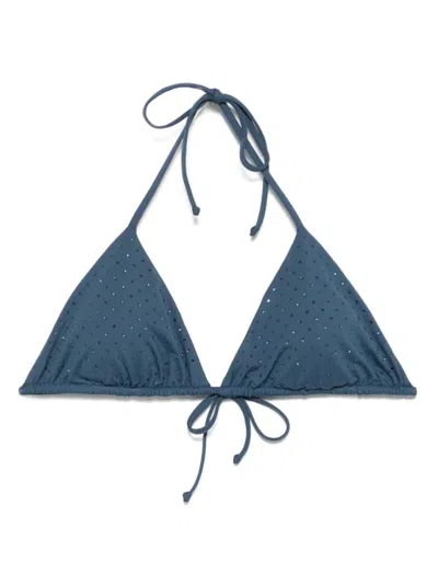 FISICO CRISTINA FERRARI FISICO NAVY BLUE TRIANGLE BEACH BRA WITH TIE-FASTENING STRAPS