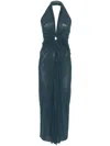 Fisico Cristina Ferrari Fisico Ocean Blue Halterneck Dress With Open Back In Blue