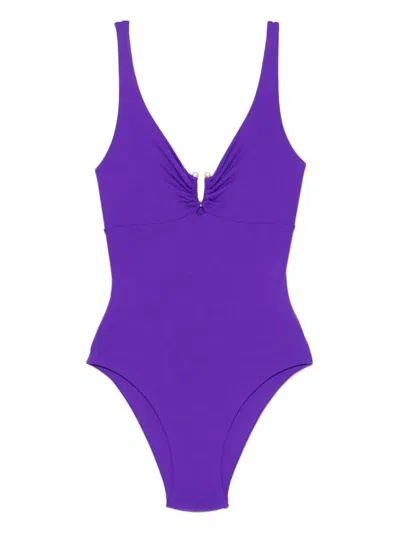Fisico Cristina Ferrari Fisico One-piece Swimsuit With A U-shaped Buckle In Purple