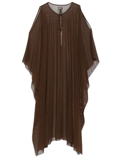 Fisico Cristina Ferrari Fisico Semi-sheer Kaftan Dress In Brown