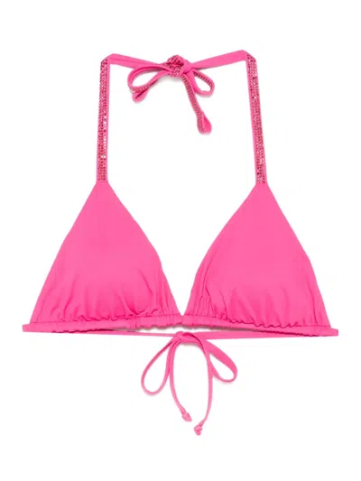 Fisico Cristina Ferrari Fisico Triangle Bikini With Crystals In Pink
