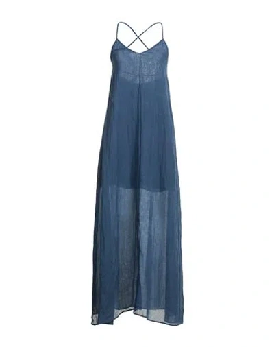 Fisico Cristina Ferrari Fisico Woman Maxi Dress Navy Size Xs Ramie In Blue