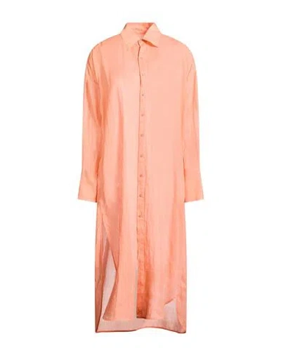 Fisico Cristina Ferrari Fisico Woman Midi Dress Apricot Size M Ramie In Pink