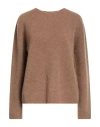 Fisico Cristina Ferrari Fisico Woman Sweater Camel Size L Virgin Wool, Polyamide In Sand