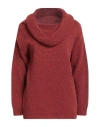 Fisico Cristina Ferrari Fisico Woman Turtleneck Brick Size L Virgin Wool, Polyamide In Red
