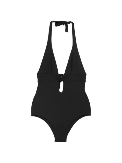 Fisico Cristina Ferrari Halterneck Ring-detail Swimsuit In Black