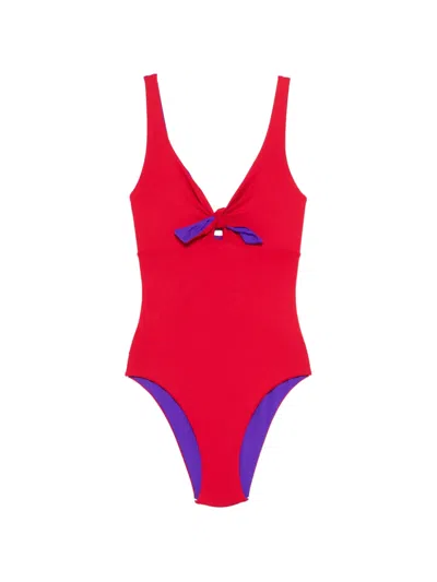 Fisico Cristina Ferrari One-piece Swimsuit With Knot In Red