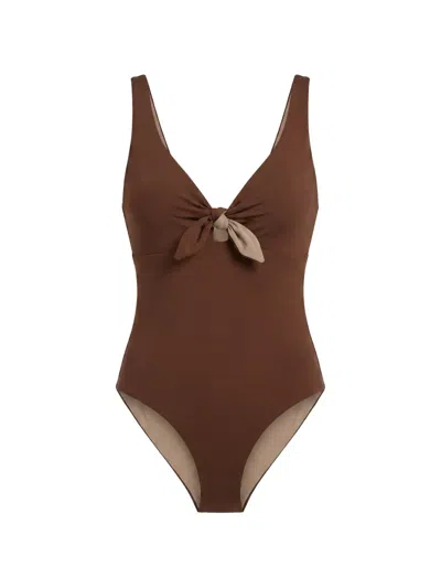 Fisico Cristina Ferrari Knot-detail Swimsuit In Brown