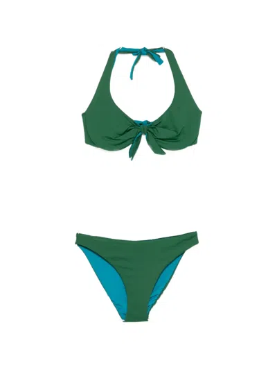 Fisico Cristina Ferrari Knotted-detail Halterneck Bikini In Green