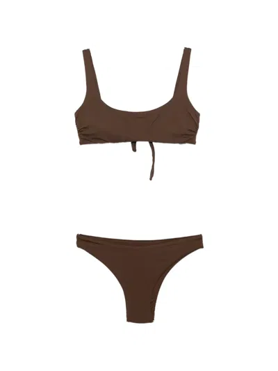 Fisico Cristina Ferrari Logo-patch Bikini In Brown