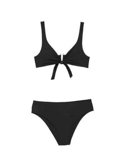 Fisico Cristina Ferrari Metallic Detail Bikini Set In Black