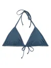 Fisico Cristina Ferrari Fisico Navy Blue Triangle Beach Bra With Tie-fastening Straps In Blue