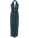 Fisico Cristina Ferrari Fisico Ocean Blue Halterneck Dress With Open Back In Blue
