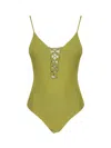 Fisico Cristina Ferrari One-piece Swimsuit With Braiding In Green