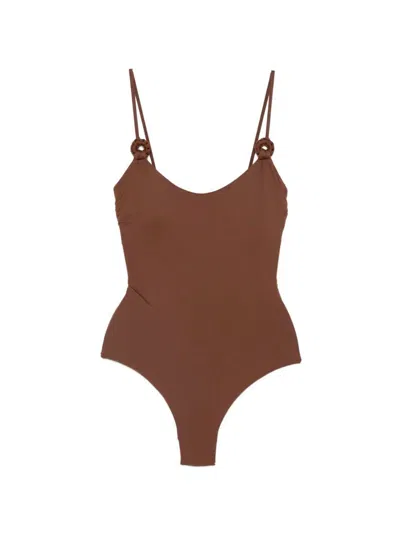 Fisico Cristina Ferrari One-piece Swimsuit In Brown