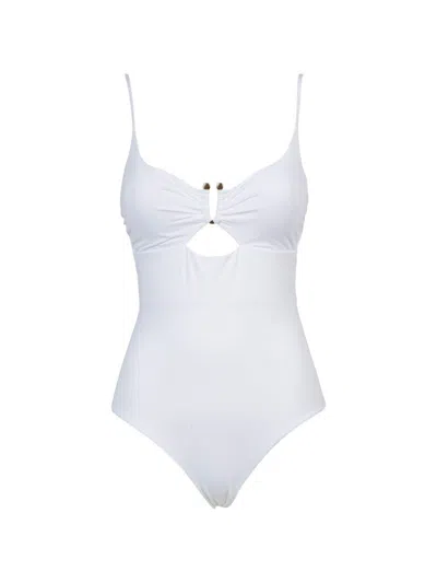 Fisico Cristina Ferrari One-piece Swimsuit With Macrame Rings In White