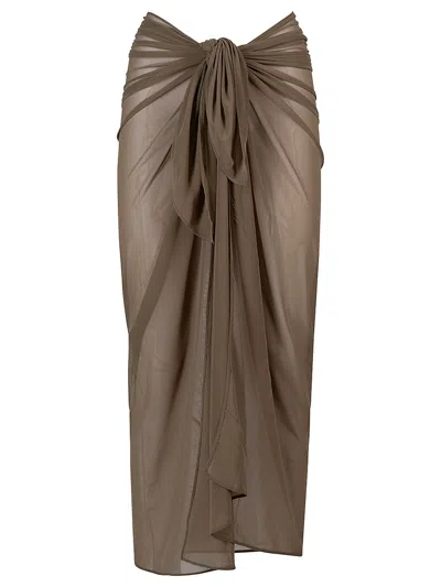 Fisico Cristina Ferrari Tulle Midi Sarong Skirt High Waist In Brown
