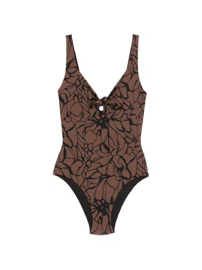 Fisico Cristina Ferrari Reversible Swimsuit In Brown