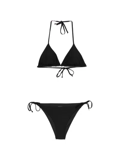 Fisico Cristina Ferrari Ribbed Side-tie Bikini In Black