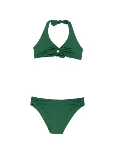 Fisico Cristina Ferrari Ring-detail Halterneck Bikini In Green