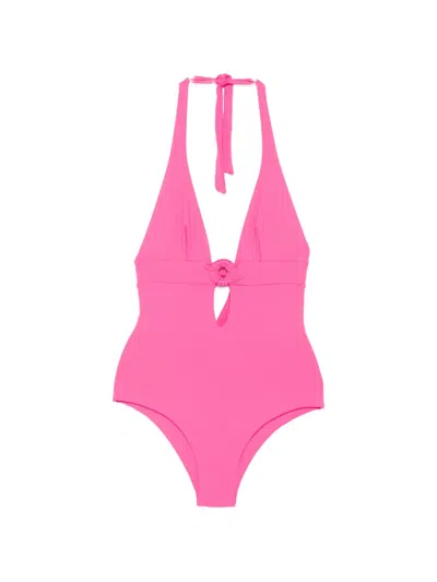Fisico Cristina Ferrari Ring-detail Halterneck Swimsuit In Pink