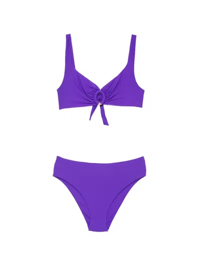 Fisico Cristina Ferrari Ring-detail Knotted Bikini In Purple
