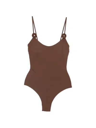 Fisico Cristina Ferrari Ring-detail Swimsuit In Brown
