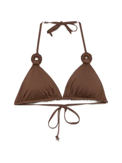 Fisico Cristina Ferrari Triangle Bikini Top With Ring Detail In Brown