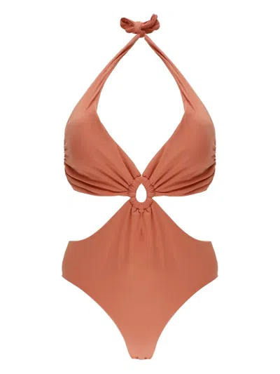 Fisico Cristina Ferrari Sea Ring-detail Cut-out Swimsuit In Orange