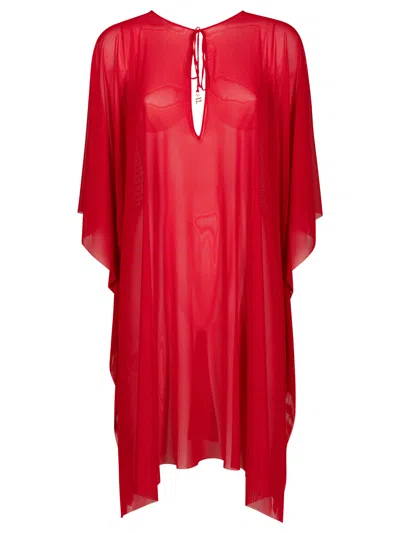 Fisico Cristina Ferrari Azalea Sheer Tie-fastening Dress In Red