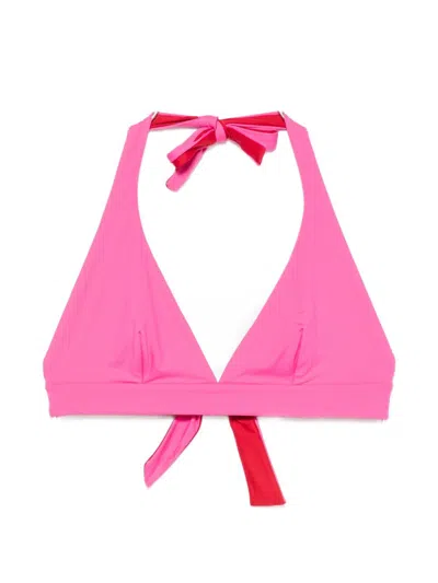 Fisico Cristina Ferrari Solo Reversible Bikini Top With Neck Tie In Pink
